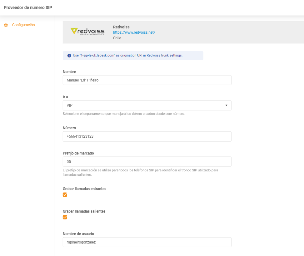 Redvoiss-legitimationsoplysninger