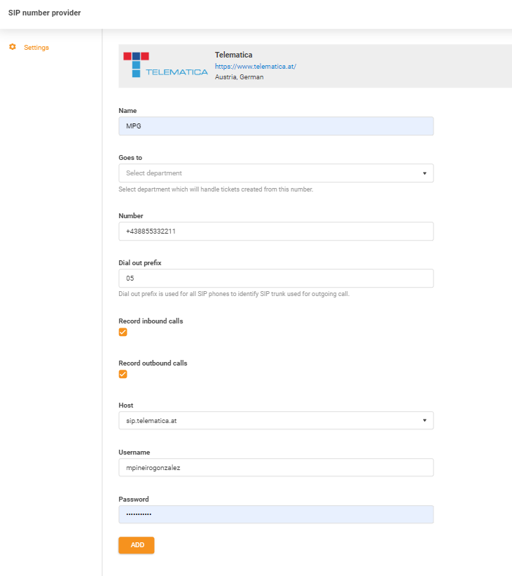 Telematica-legitimationsoplysninger