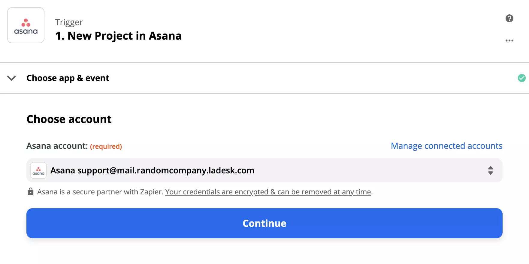 Asana-triggeropstilling på Zapier