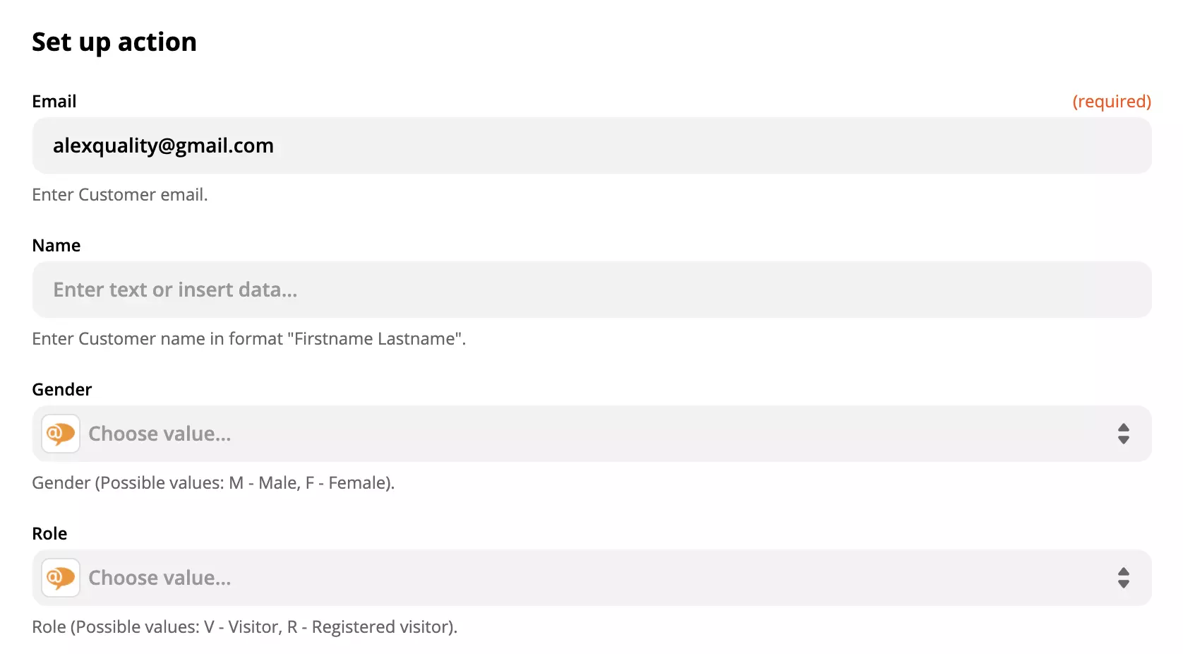 LiveAgent handlingsopsætning på Zapier