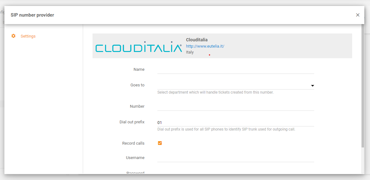CloudItalia-integration i LiveAgent