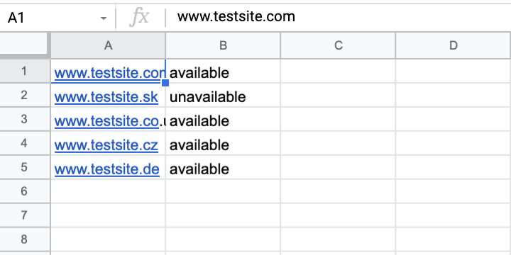 Google Sheets-eksempel