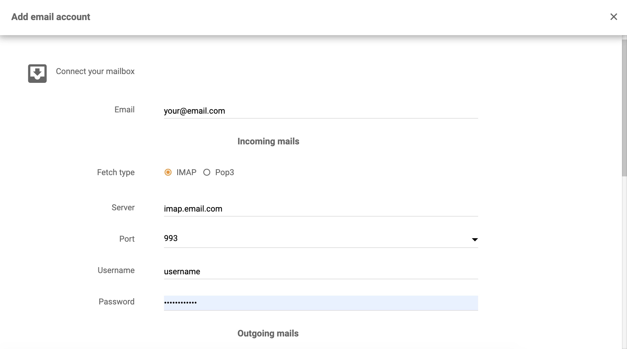 IceWarp-detaljer i LiveAgent-integrationskonfiguration