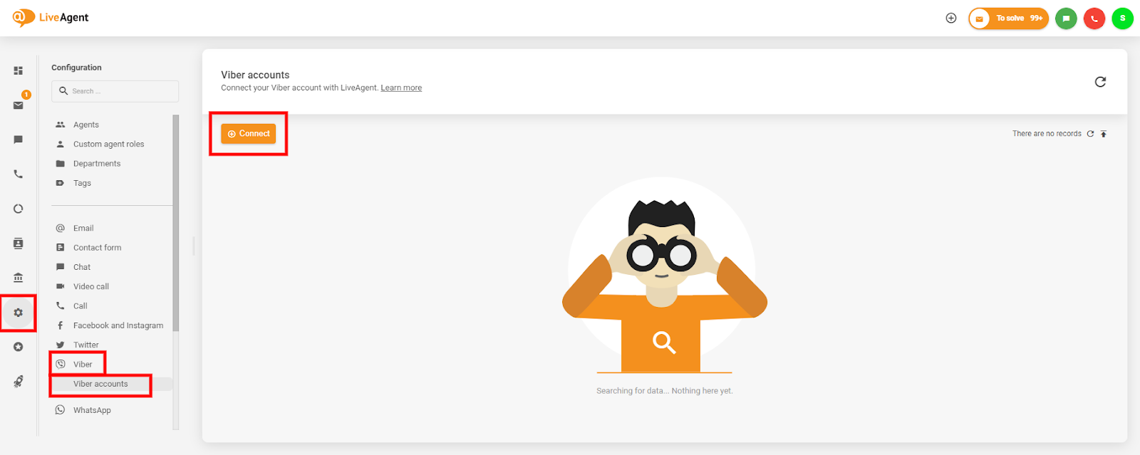 Sådan finder du Viber-integration i LiveAgent-panelet