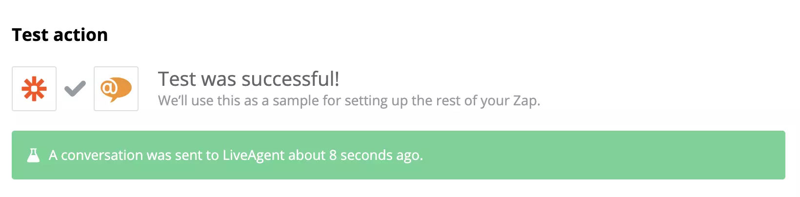 Vellykket test af en Google Sheets og LiveAgent-integration