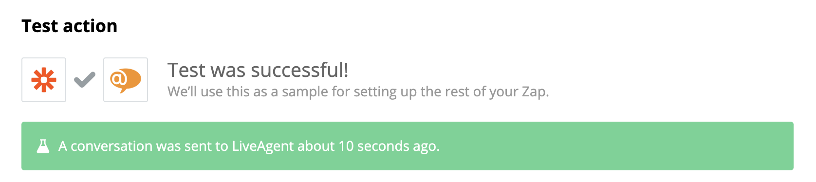 En vellykket test af en ShipStation- og LiveAgent-integration