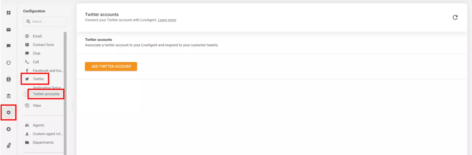 Tilføjelse af Twitter (X) konto du ønsker at integrere med LiveAgent