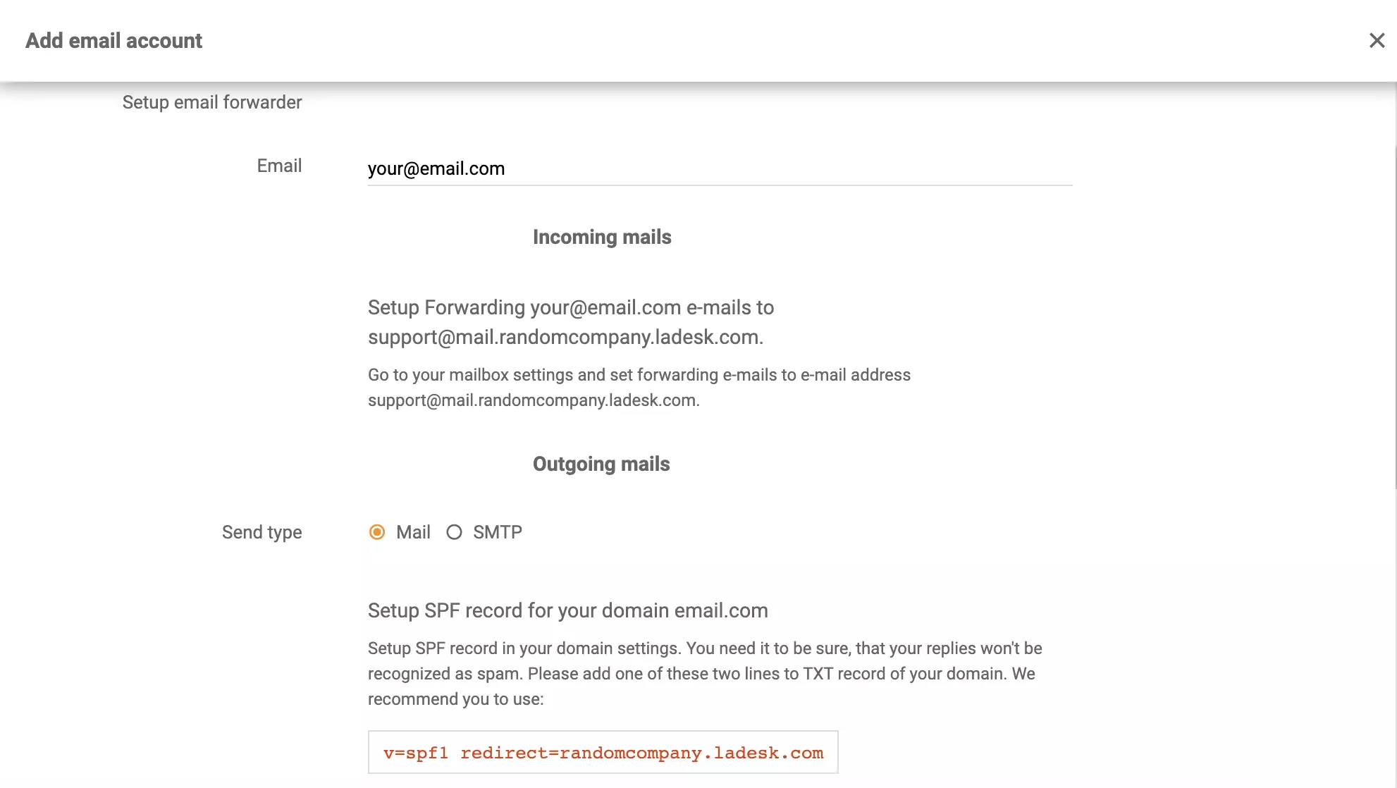 Microsoft Exchange Server e-mailvideresendelseopsætning i LiveAgent
