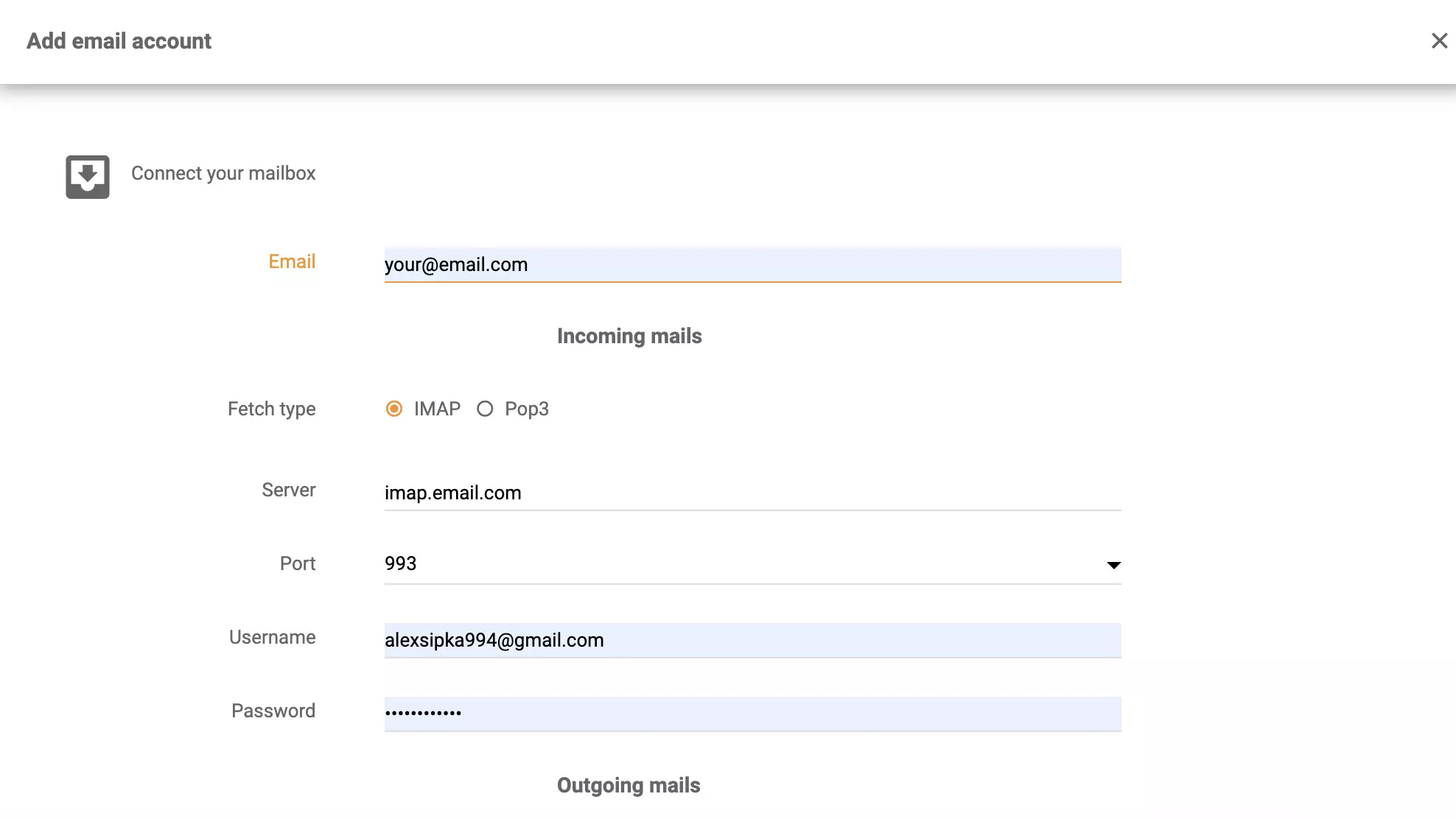 IMAP/POP3 Microsoft Server Exchange-opsætning i LiveAgent