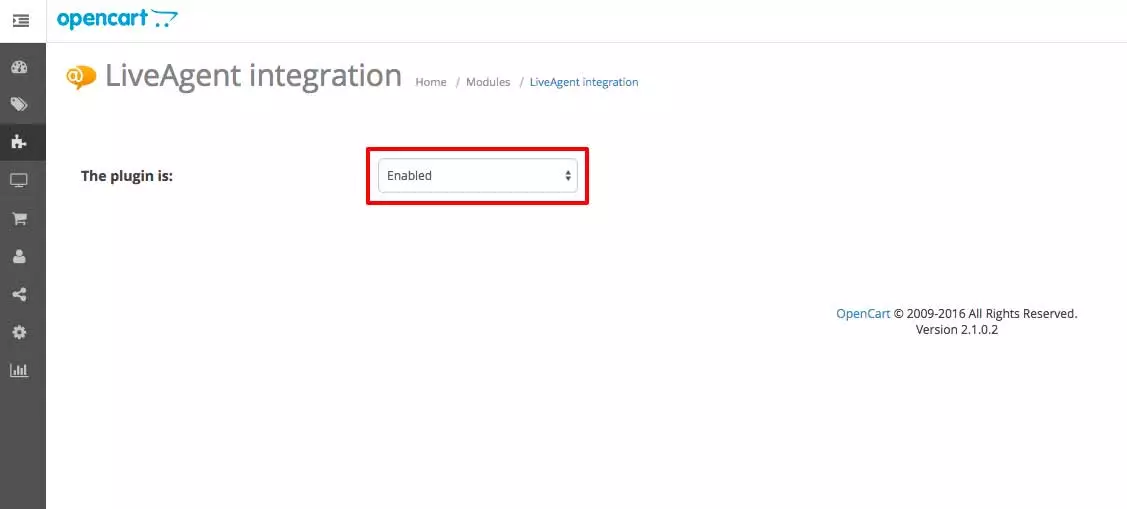 OpenCart LiveAgent-integration - Aktivér modul