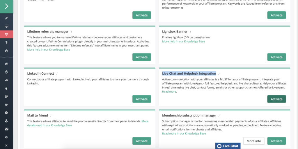 Funktionsliste med Helpdesk-migration