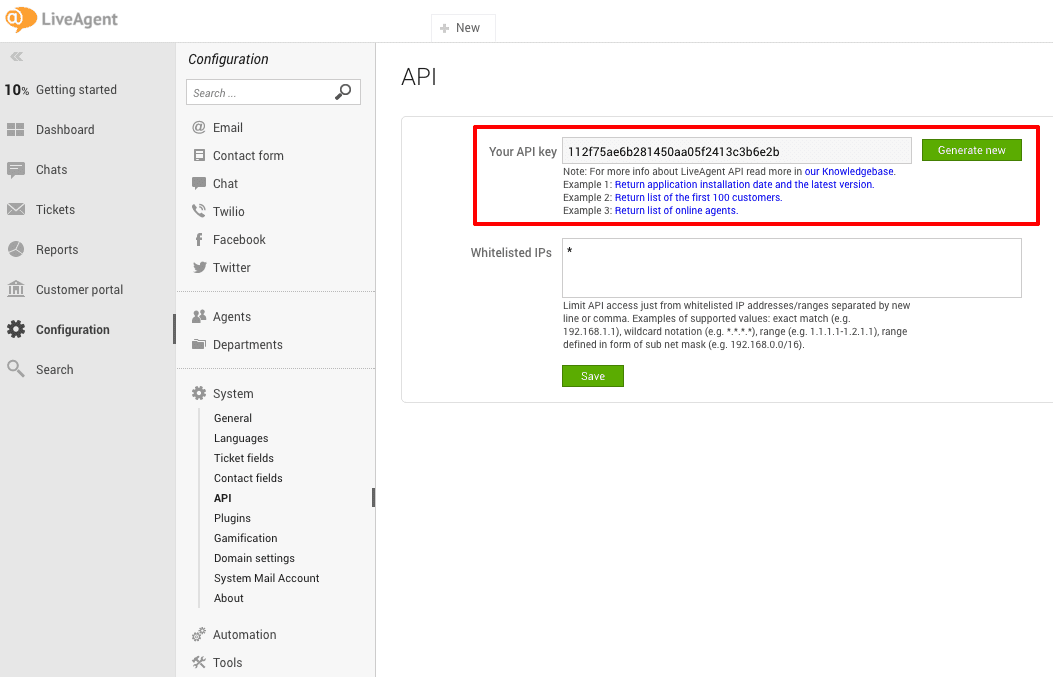 uKit LiveAgent integration trin 3
