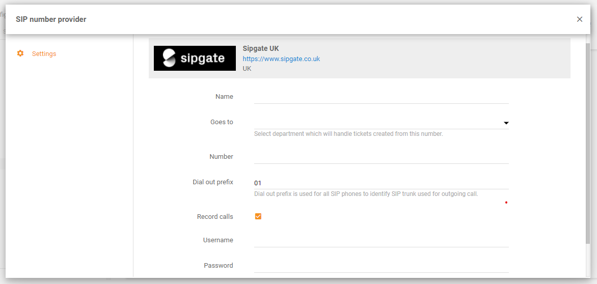 Sipgate integration i LiveAgent