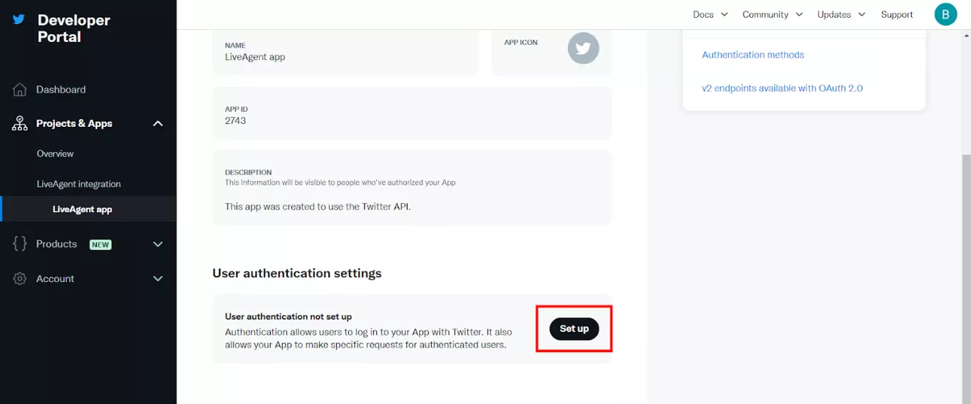 Opsætning af Twitter (X) udviklerapp