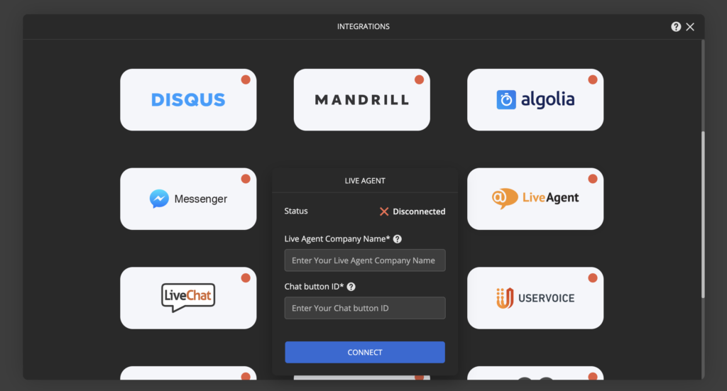 Ucraft LiveAgent-integration