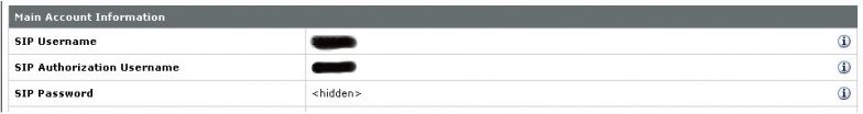 VoIP.ms brugernavn og adgangskode i SIP-indstillinger
