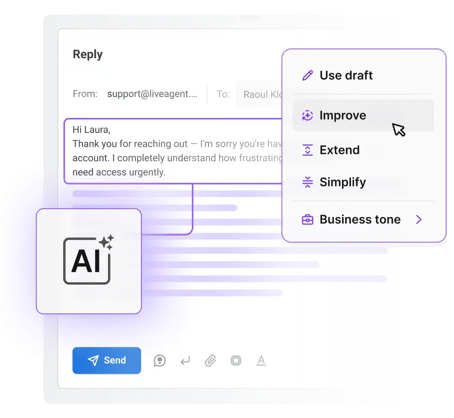 AI Answer Composer der udkaster et help desk-svar