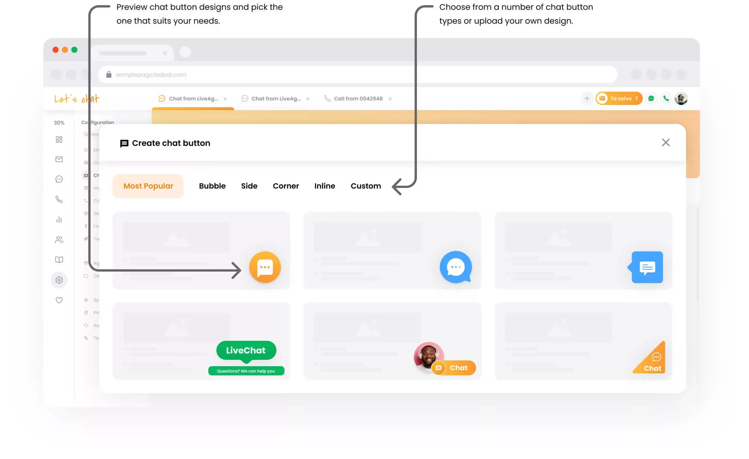 Choose a chat button