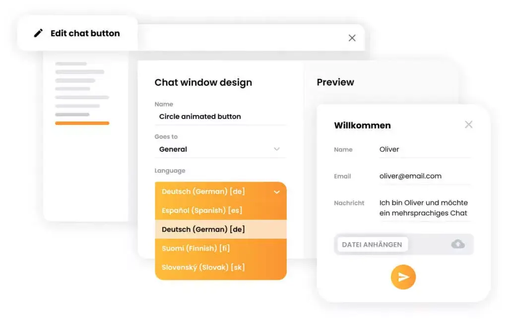 Multilingual chat widget