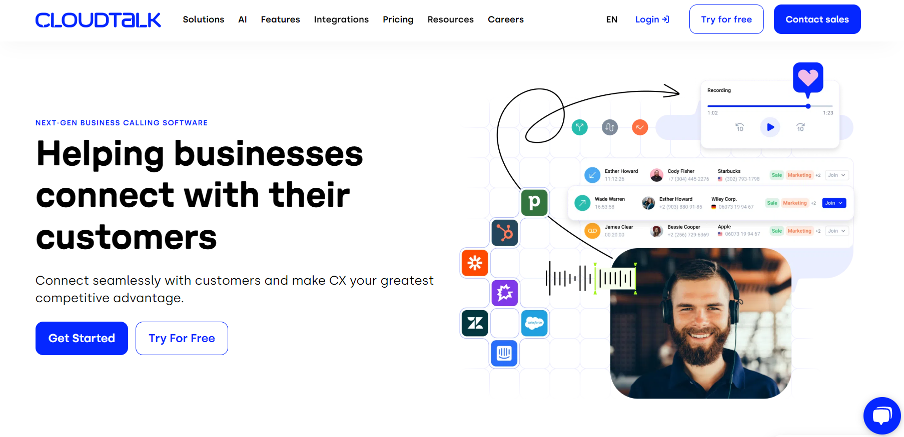 CloudTalk-hjemmeside - telefoni-software