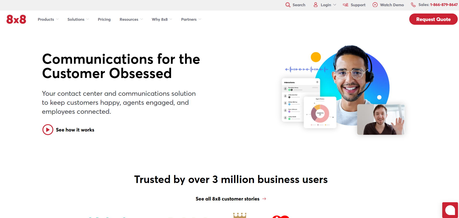 8x8 hjemmeside - kundecentreret help desk-løsning