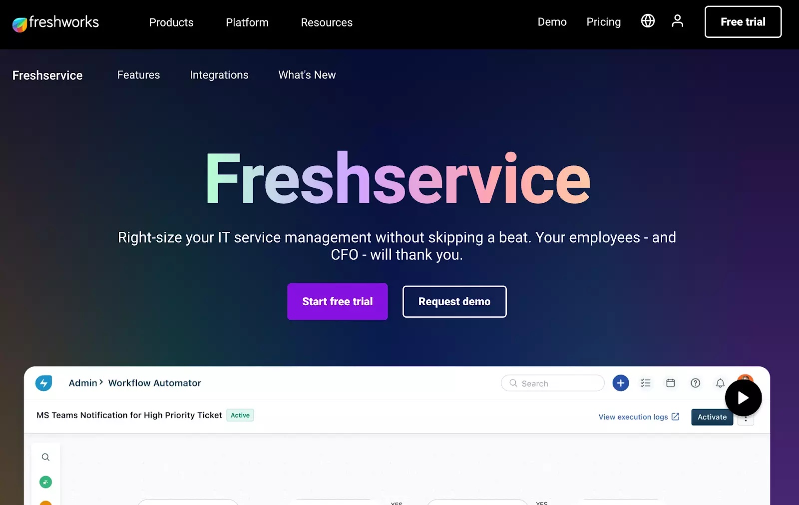 Freshservice-hjemmeside - Alternativ til Spiceworks for at administrere dine IT-tjenester