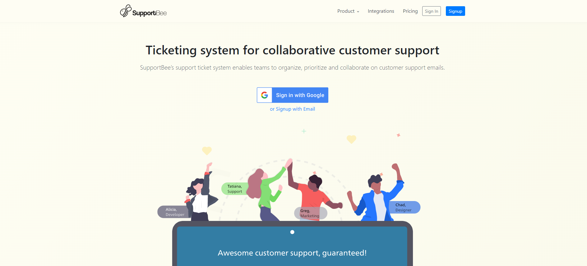 Supportbee IT ticketing system hjemmeside