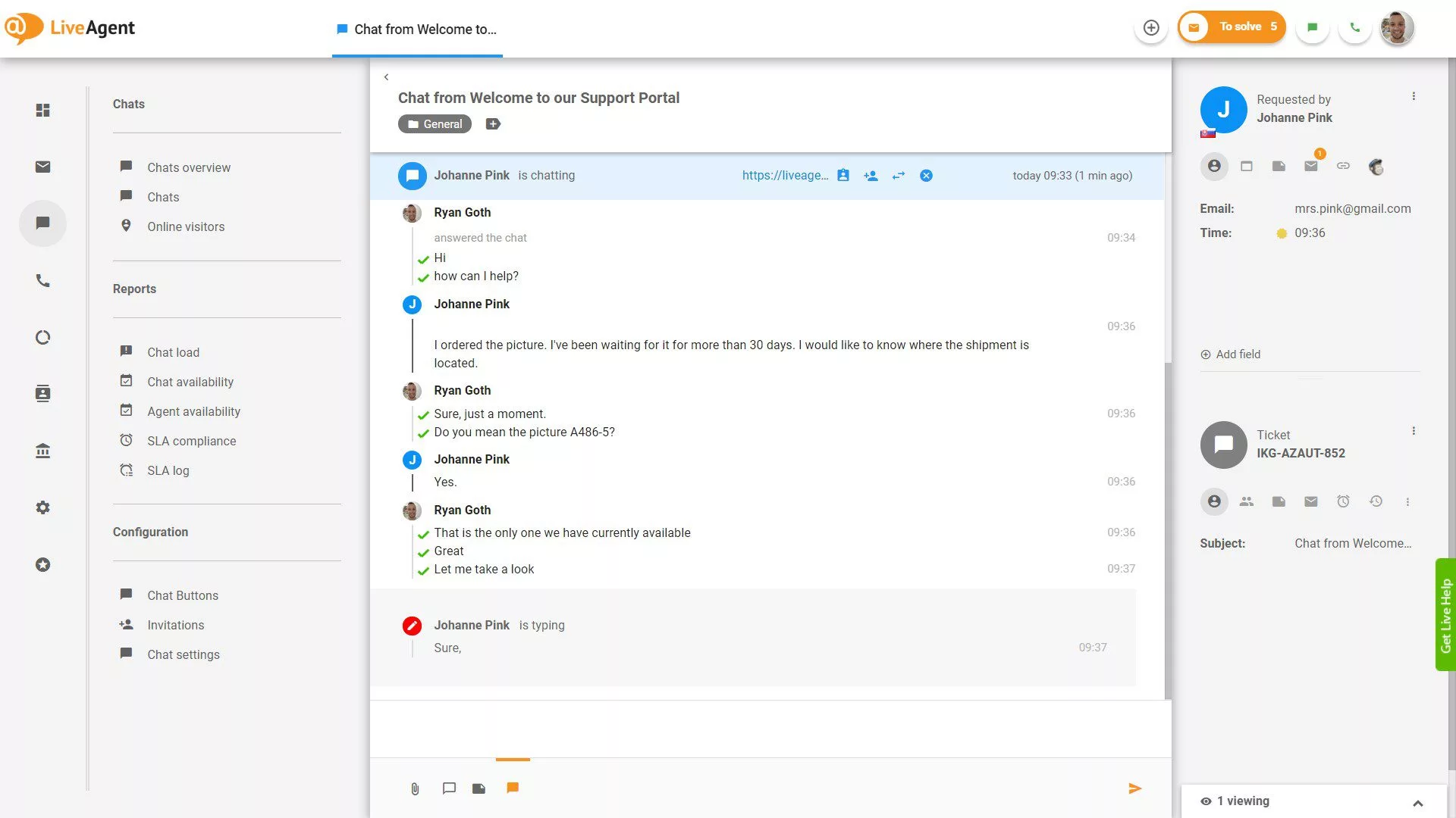 Igangværende realtids-skrivningsvisning chat