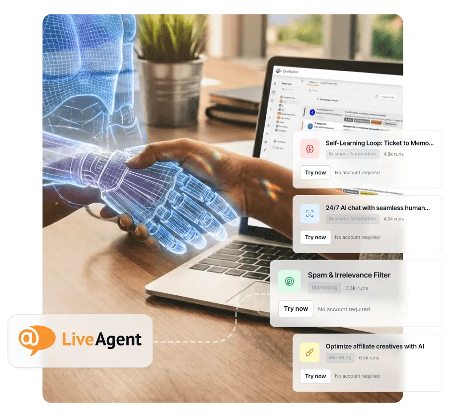Opgrader LiveAgent trial og få 33 % rabat med AI-agenter