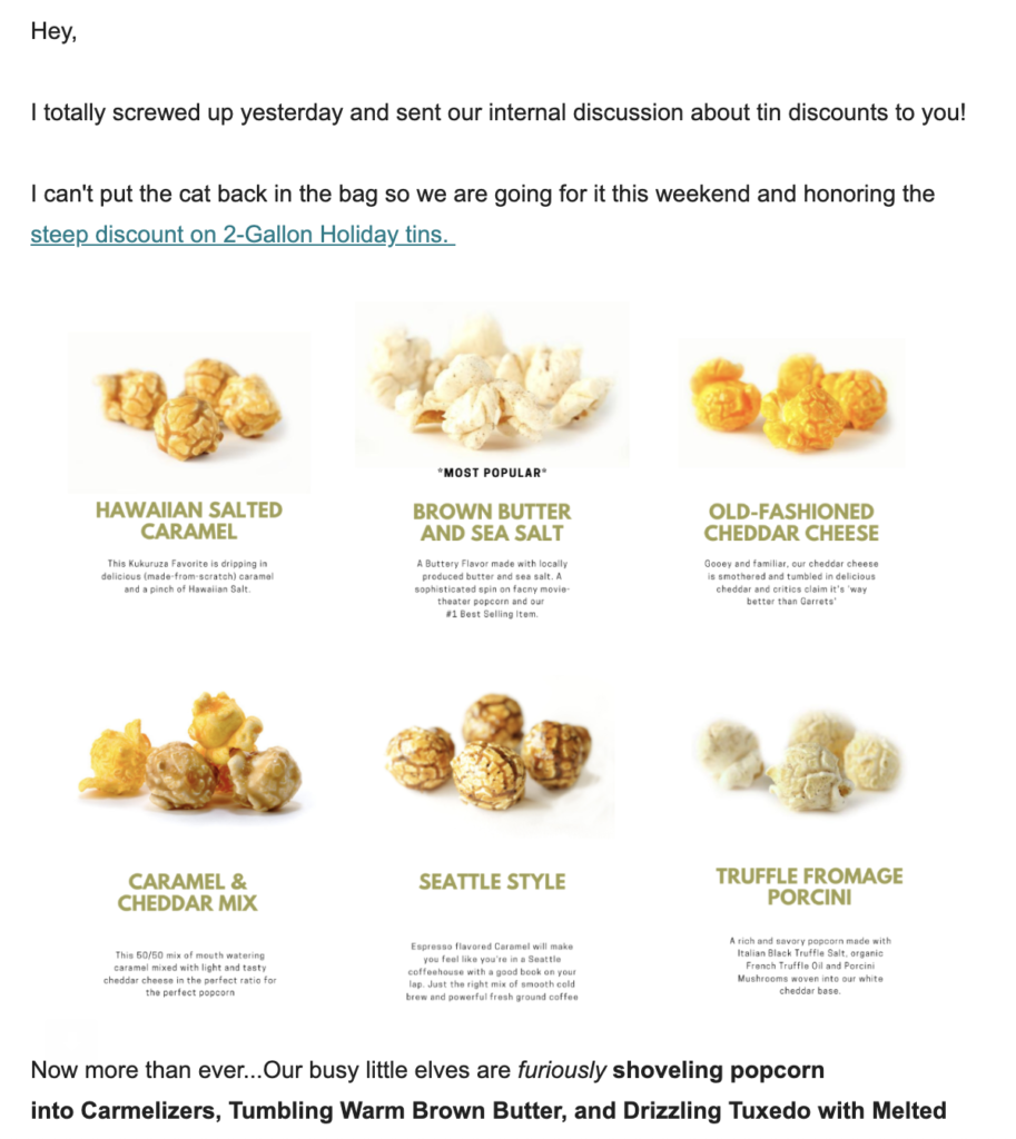 Kukuruza undskyldnings-e-mail-skabelon