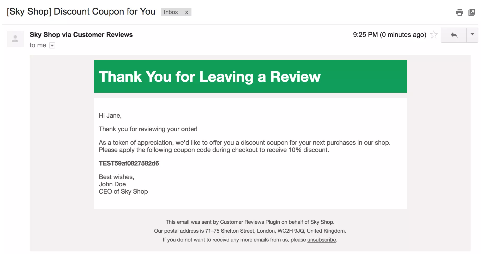 Review discount example