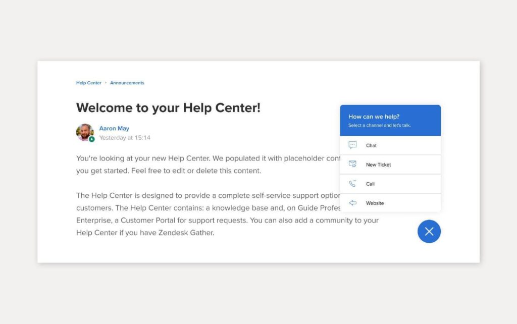 Eksempel på vidensbaseløsning med Zendesk